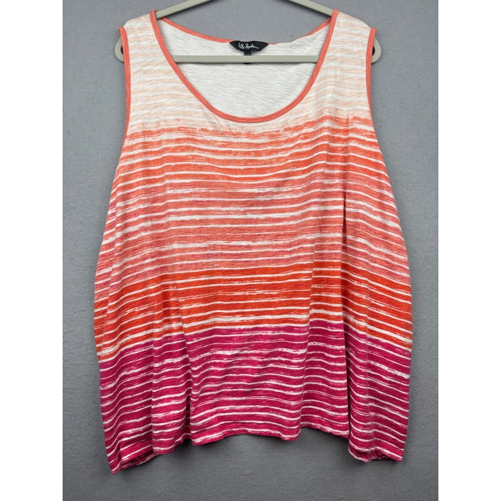 Ulla Popken Tank Top Womens 28 30 Slub Knit Striped A-Line‎